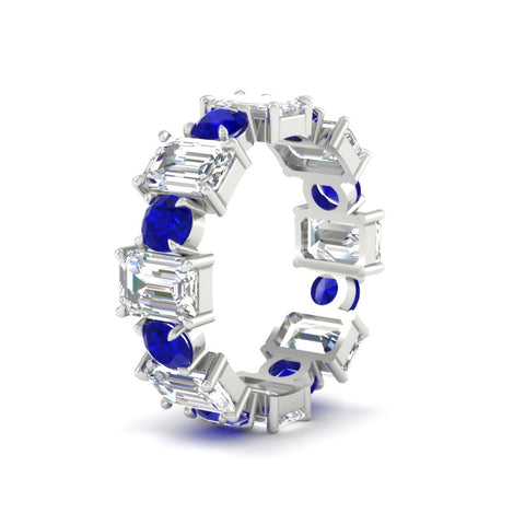 5 Carat Emerald Cut And Round Diamond Eternity Band