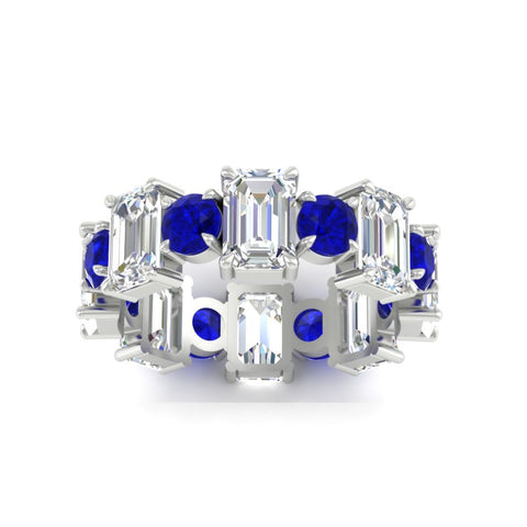5 Carat Emerald Cut And Round Diamond Eternity Band