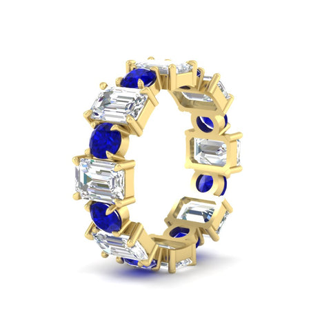 5 Carat Emerald Cut And Round Diamond Eternity Band
