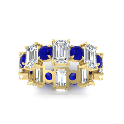 5 Carat Emerald Cut And Round Diamond Eternity Band