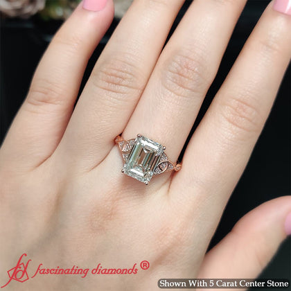 5 Carat Emerald Cut Lab Diamond Big Celtic Ring