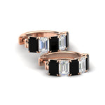 Load image into Gallery viewer, 5-carat-five-stone-emerald-cut-black-diamond-hoop-earrings-in-rose-gold-fdear11542emgblack-nl-rg.jpg?v=1764919087
