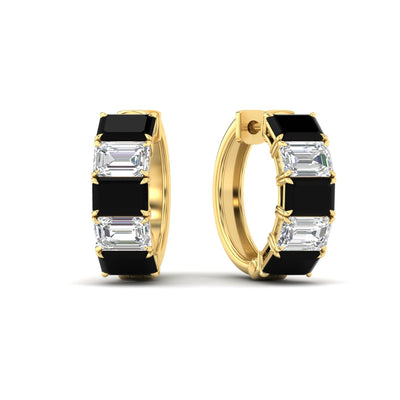 5 Carat Five Stone Emerald Cut Hoop Earrings