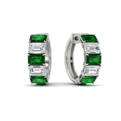 5 Carat Five Stone Emerald Cut Hoop Earrings