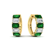 5 Carat Five Stone Emerald Cut Hoop Earrings