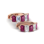 Load image into Gallery viewer, 5-carat-five-stone-emerald-cut-pink-sapphire-hoop-earrings-in-rose-gold-fdear11542emgsadrpi-nl-rg.jpg?v=1764918730
