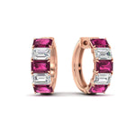 Load image into Gallery viewer, 5-carat-five-stone-emerald-cut-pink-sapphire-hoop-earrings-in-rose-gold-fdear11542emgsadrpiangle1-nl-rg.jpg?v=1764918730
