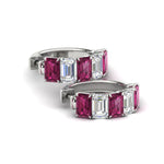 Load image into Gallery viewer, 5-carat-five-stone-emerald-cut-pink-sapphire-hoop-earrings-in-white-gold-fdear11542emgsadrpi-nl-wg.jpg?v=1764918730
