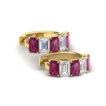 Load image into Gallery viewer, 5-carat-five-stone-emerald-cut-pink-sapphire-hoop-earrings-in-yellow-gold-fdear11542emgsadrpi-nl-yg.jpg?v=1764918730
