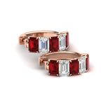 Load image into Gallery viewer, 5-carat-five-stone-emerald-cut-ruby-hoop-earrings-in-rose-gold-fdear11542emgrudr-nl-rg.jpg?v=1764918958
