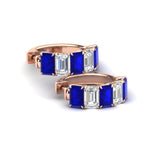 Load image into Gallery viewer, 5-carat-five-stone-emerald-cut-sapphire-hoop-earrings-in-rose-gold-fdear11542emgsabl-nl-rg.jpg?v=1764918435
