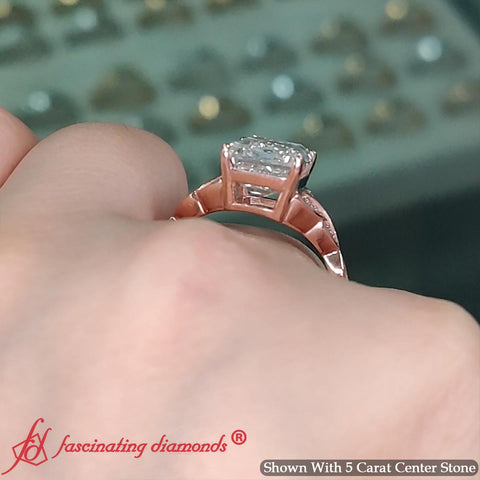 5 Carat Emerald Cut Lab Diamond Big Celtic Ring