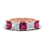 Load image into Gallery viewer, 5-carat-princess-cut-pink-sapphire-wedding-band-for-women-in-rose-gold-fdwb8008prgsadrpisleep-5.00ct-nl-rg.jpg?v=1773654337