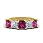 Load image into Gallery viewer, 5-carat-princess-cut-pink-sapphire-wedding-band-for-women-in-yellow-gold-fdwb8008prgsadrpisleep-5.00ct-nl-yg.jpg?v=1773654337