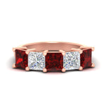 Load image into Gallery viewer, 5-carat-princess-cut-ruby-wedding-band-for-women-in-rose-gold-fdwb8008prgrudrsleep-5.00ct-nl-rg.jpg?v=1773654337
