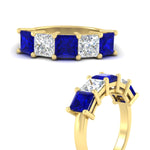 Load image into Gallery viewer, 5-carat-princess-cut-sapphire-wedding-band-for-women-in-yellow-gold-fdwb8008prgsablangle3-5.00ct-nl-yg.jpg?v=1773654337