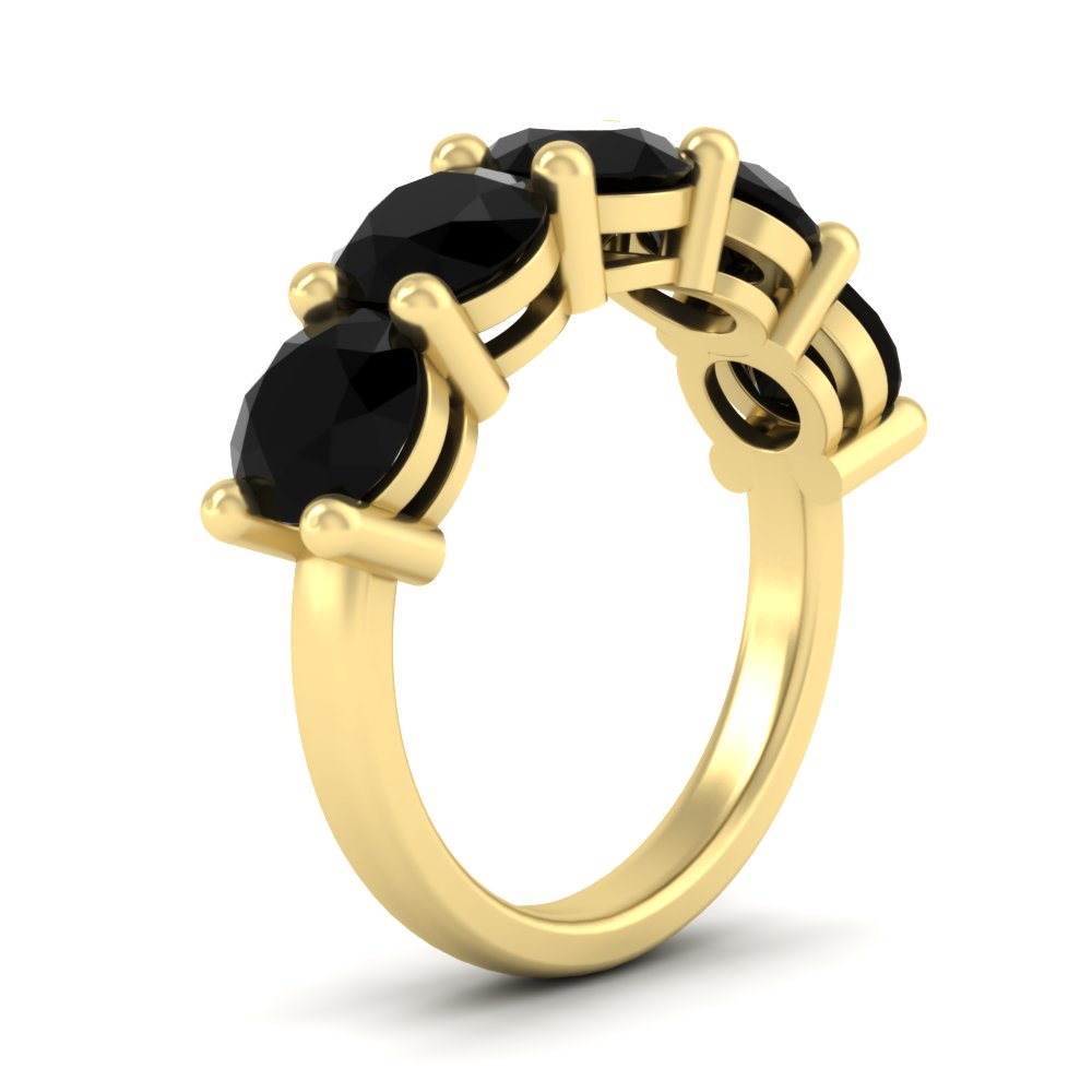 5-carat-round-5-stone-black-diamond-colored-anniversary-wedding-band-in-yellow-gold-FDENS141ROBGBLACKANGLE2-5.00CT-NL-YG-GS