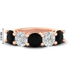 Load image into Gallery viewer, 5-carat-round-5-stone-diamond-and-black-diamond-anniversary-wedding-band-in-rose-gold-FDENS141ROBGBLACK-5.00CT-NL-RG-HW