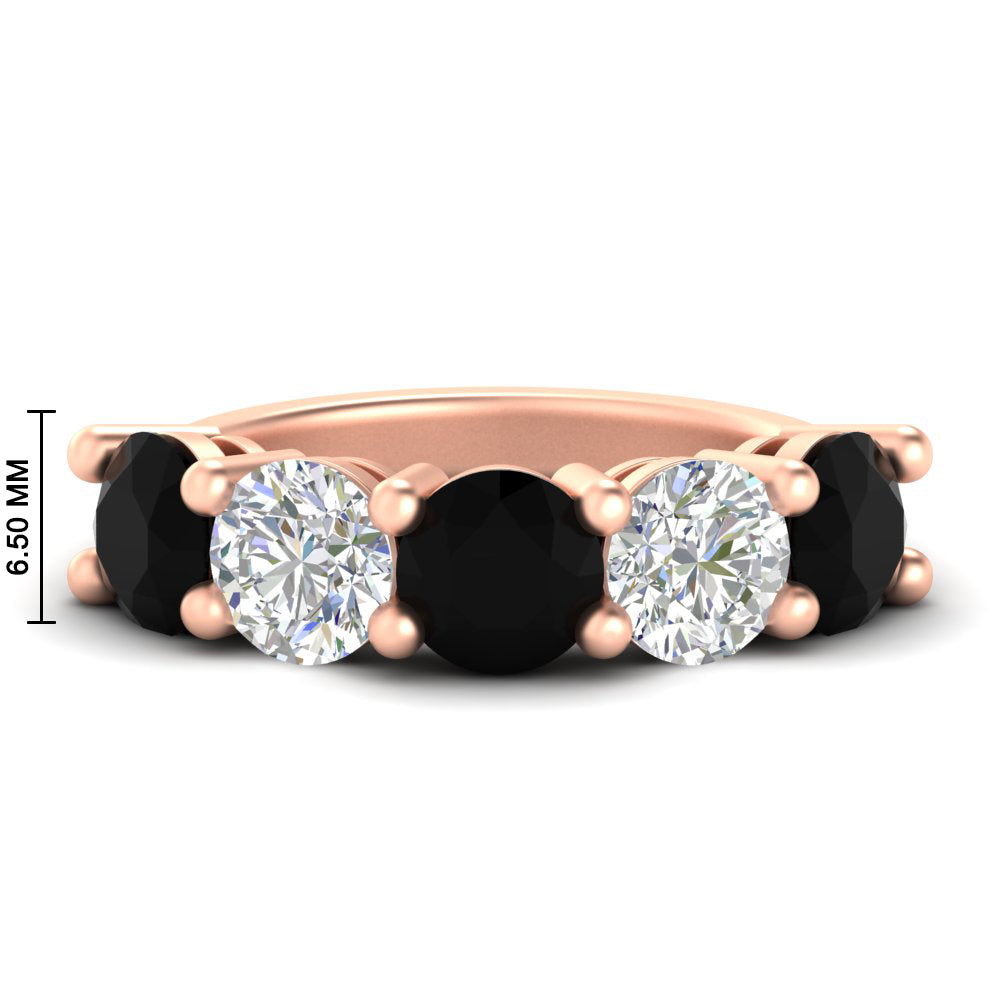 5-carat-round-5-stone-diamond-and-black-diamond-anniversary-wedding-band-in-rose-gold-FDENS141ROBGBLACK-5.00CT-NL-RG-HW