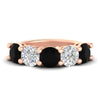 Load image into Gallery viewer, 5-carat-round-5-stone-diamond-and-black-diamond-anniversary-wedding-band-in-rose-gold-FDENS141ROBGBLACK-5.00CT-NL-RG