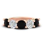 Load image into Gallery viewer, 5-carat-round-5-stone-diamond-and-black-diamond-anniversary-wedding-band-in-rose-gold-FDENS141ROBGBLACK-5.00CT-NL-RG
