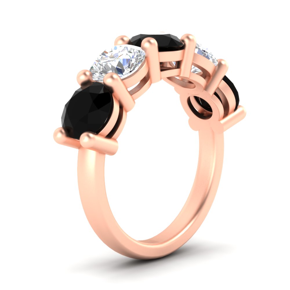 5-carat-round-5-stone-diamond-and-black-diamond-anniversary-wedding-band-in-rose-gold-FDENS141ROBGBLACKANGLE2-5.00CT-NL-RG