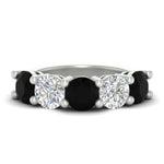 Load image into Gallery viewer, 5-carat-round-5-stone-diamond-and-black-diamond-anniversary-wedding-band-in-white-gold-FDENS141ROBGBLACK-5.00CT-NL-WG
