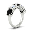 Load image into Gallery viewer, 5-carat-round-5-stone-diamond-and-black-diamond-anniversary-wedding-band-in-white-gold-FDENS141ROBGBLACKANGLE2-5.00CT-NL-WG