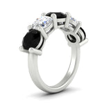 Load image into Gallery viewer, 5-carat-round-5-stone-diamond-and-black-diamond-anniversary-wedding-band-in-white-gold-FDENS141ROBGBLACKANGLE2-5.00CT-NL-WG
