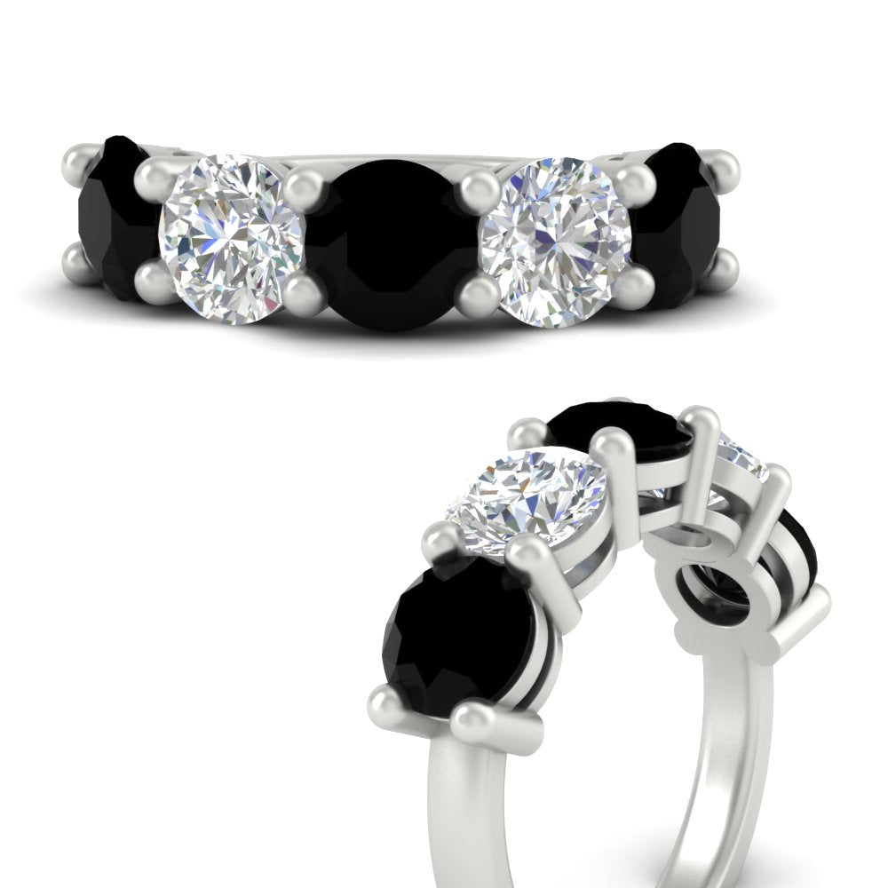 5-carat-round-5-stone-diamond-and-black-diamond-anniversary-wedding-band-in-white-gold-FDENS141ROBGBLACKANGLE3-5.00CT-NL-WG