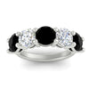 Load image into Gallery viewer, 5-carat-round-5-stone-diamond-and-black-diamond-anniversary-wedding-band-in-white-gold-FDENS141ROBGBLACKANGLE5-5.00CT-NL-WG