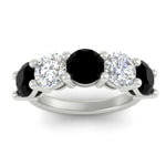 Load image into Gallery viewer, 5-carat-round-5-stone-diamond-and-black-diamond-anniversary-wedding-band-in-white-gold-FDENS141ROBGBLACKANGLE5-5.00CT-NL-WG
