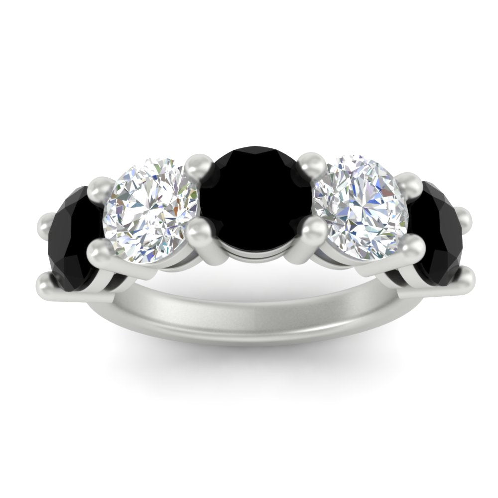 5-carat-round-5-stone-diamond-and-black-diamond-anniversary-wedding-band-in-white-gold-FDENS141ROBGBLACKANGLE5-5.00CT-NL-WG