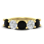 Load image into Gallery viewer, 5-carat-round-5-stone-diamond-and-black-diamond-anniversary-wedding-band-in-yellow-gold-FDENS141ROBGBLACK-5.00CT-NL-YG
