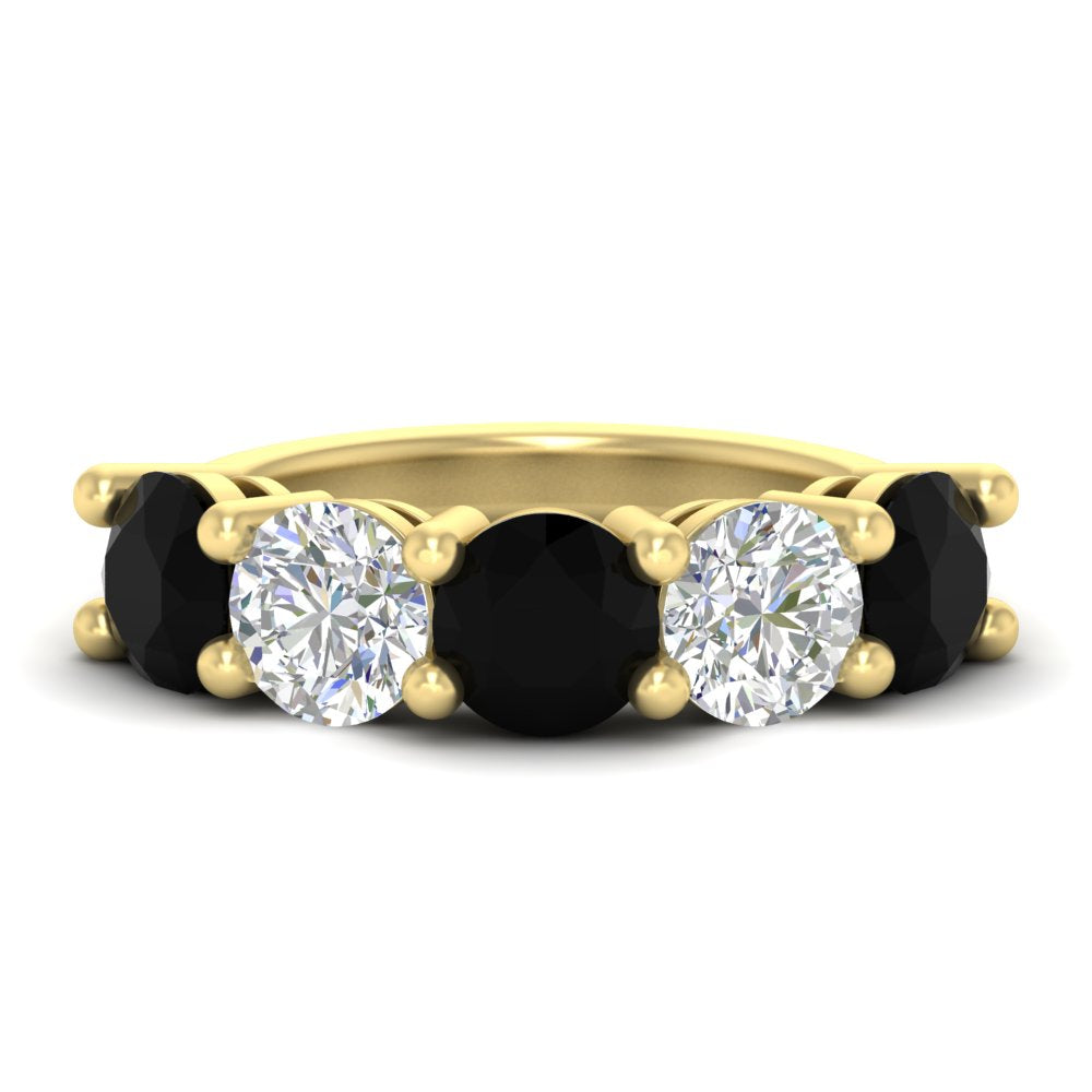 5-carat-round-5-stone-diamond-and-black-diamond-anniversary-wedding-band-in-yellow-gold-FDENS141ROBGBLACK-5.00CT-NL-YG