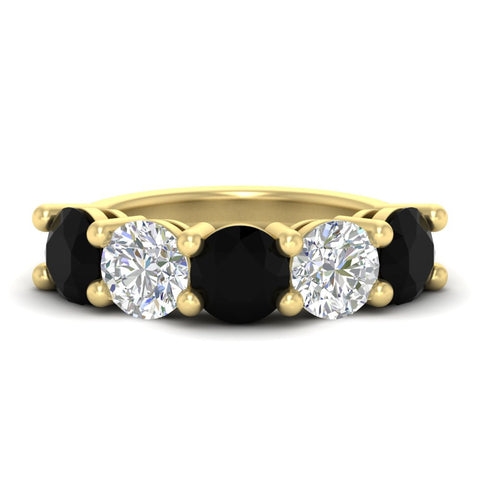 5-carat-round-5-stone-diamond-and-black-diamond-anniversary-wedding-band-in-yellow-gold-FDENS141ROBGBLACK-5.00CT-NL-YG