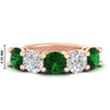 Load image into Gallery viewer, 5-carat-round-5-stone-diamond-and-emerald-anniversary-wedding-band-in-rose-gold-FDENS141ROBGEMGR-5.00CT-NL-RG-HW