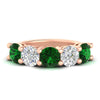 Load image into Gallery viewer, 5-carat-round-5-stone-diamond-and-emerald-anniversary-wedding-band-in-rose-gold-FDENS141ROBGEMGR-5.00CT-NL-RG