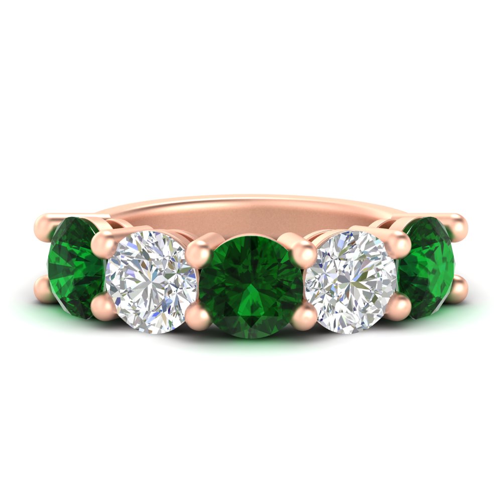 5-carat-round-5-stone-diamond-and-emerald-anniversary-wedding-band-in-rose-gold-FDENS141ROBGEMGR-5.00CT-NL-RG