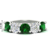 Load image into Gallery viewer, 5-carat-round-5-stone-diamond-and-emerald-anniversary-wedding-band-in-white-gold-FDENS141ROBGEMGR-5.00CT-NL-WG-HW
