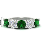 Load image into Gallery viewer, 5-carat-round-5-stone-diamond-and-emerald-anniversary-wedding-band-in-white-gold-FDENS141ROBGEMGR-5.00CT-NL-WG-HW
