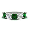 Load image into Gallery viewer, 5-carat-round-5-stone-diamond-and-emerald-anniversary-wedding-band-in-white-gold-FDENS141ROBGEMGR-5.00CT-NL-WG