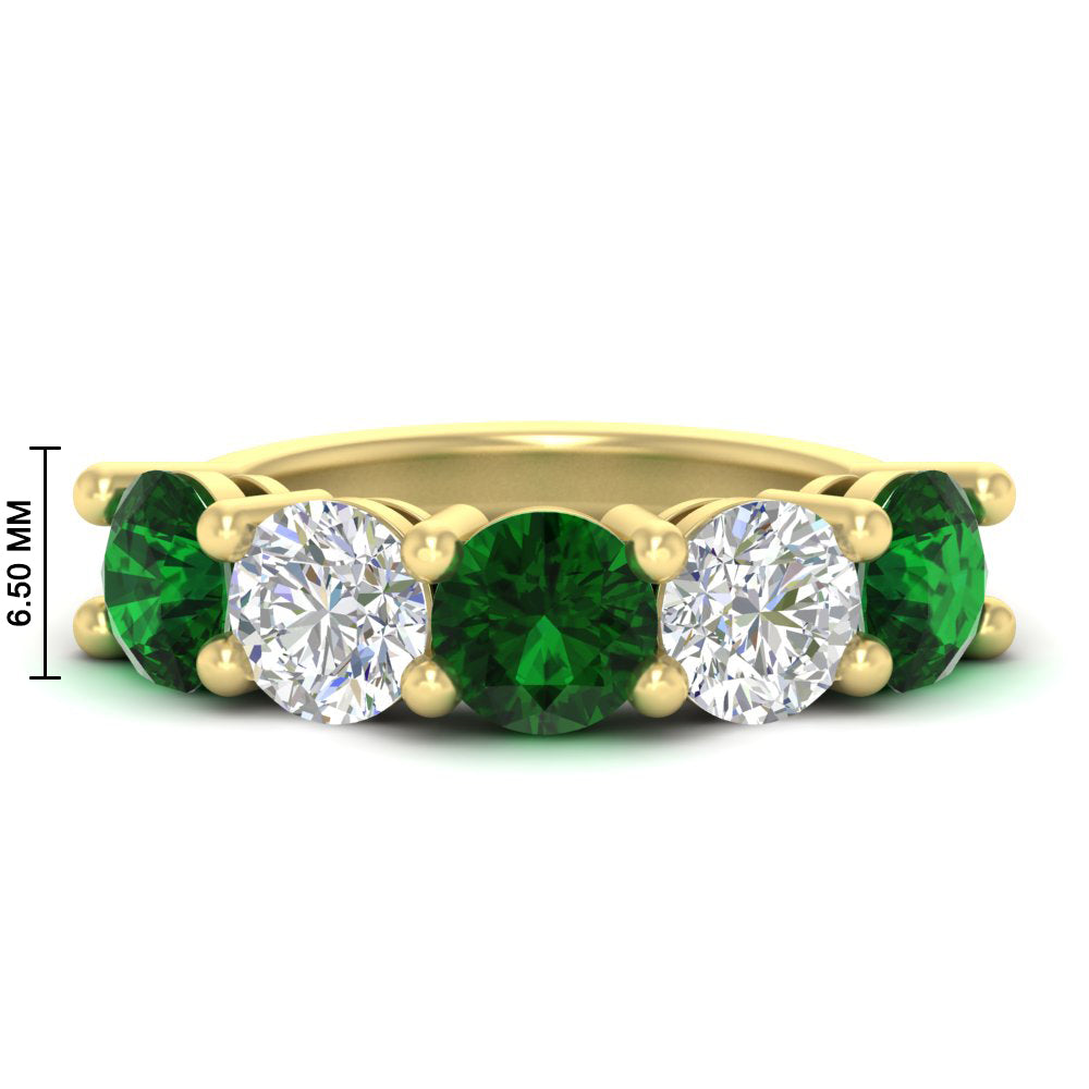 5-carat-round-5-stone-diamond-and-emerald-anniversary-wedding-band-in-yellow-gold-FDENS141ROBGEMGR-5.00CT-NL-YG-HW