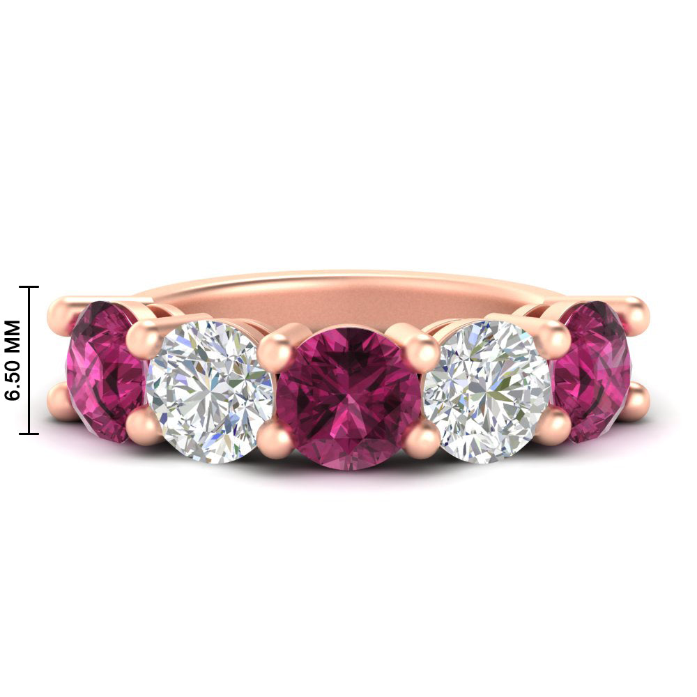 5-carat-round-5-stone-diamond-and-pink-sapphire-anniversary-wedding-band-in-rose-gold-FDENS141ROBGSADRPI-5.00CT-NL-RG-HW