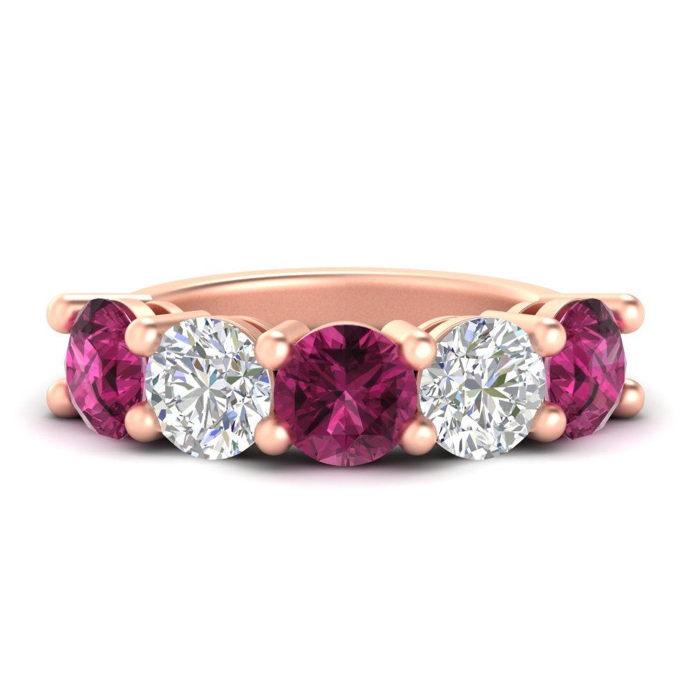 5-carat-round-5-stone-diamond-and-pink-sapphire-anniversary-wedding-band-in-rose-gold-FDENS141ROBGSADRPI-5.00CT-NL-RG