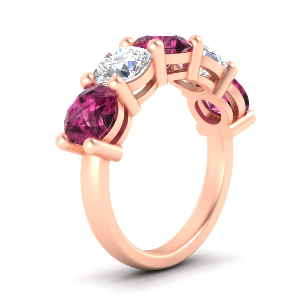 5-carat-round-5-stone-diamond-and-pink-sapphire-anniversary-wedding-band-in-rose-gold-FDENS141ROBGSADRPIANGLE2-5.00CT-NL-RG