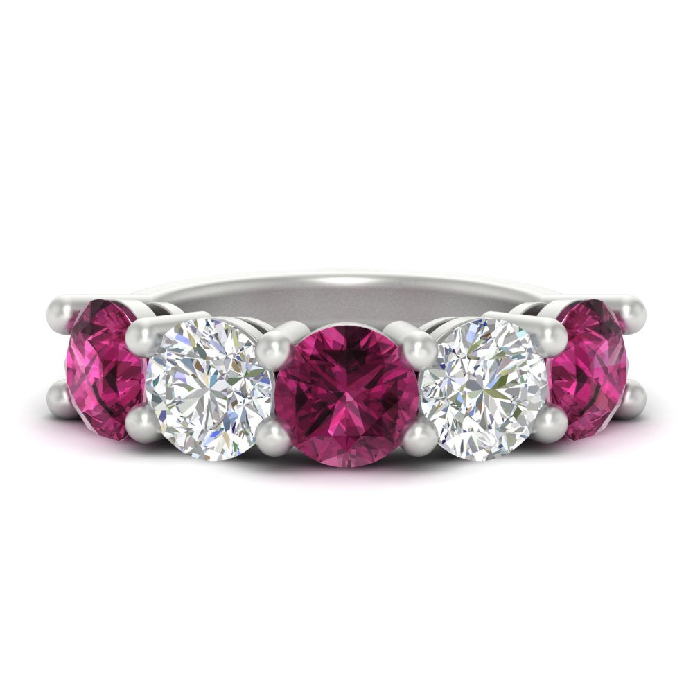 5-carat-round-5-stone-diamond-and-pink-sapphire-anniversary-wedding-band-in-white-gold-FDENS141ROBGSADRPI-5.00CT-NL-WG