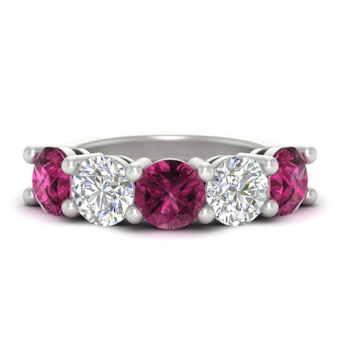 5-carat-round-5-stone-diamond-and-pink-sapphire-anniversary-wedding-band-in-white-gold-FDENS141ROBGSADRPI-5.00CT-NL-WG