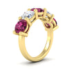 Load image into Gallery viewer, 5-carat-round-5-stone-diamond-and-pink-sapphire-anniversary-wedding-band-in-yellow-gold-FDENS141ROBGSADRPIANGLE2-5.00CT-NL-YG