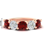 Load image into Gallery viewer, 5-carat-round-5-stone-diamond-and-ruby-anniversary-wedding-band-in-rose-gold-FDENS141ROBGRUDR-5.00CT-NL-RG-HW
